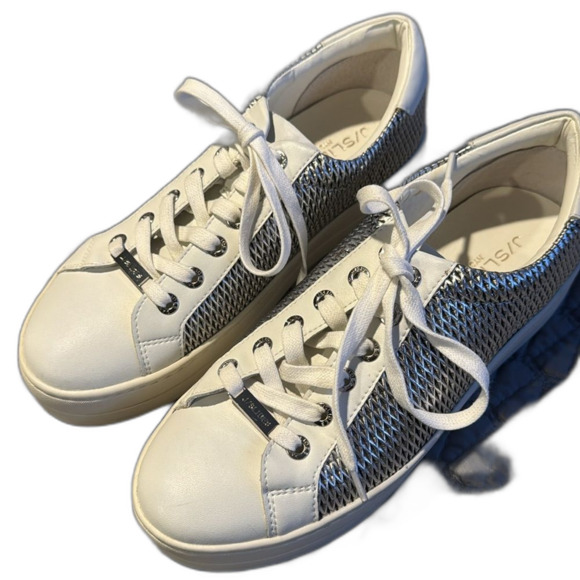 J/Slides Hilton Laser Metallic Low Cut Leather Sneakers Size 7 1/2 - Picture 4 of 10
